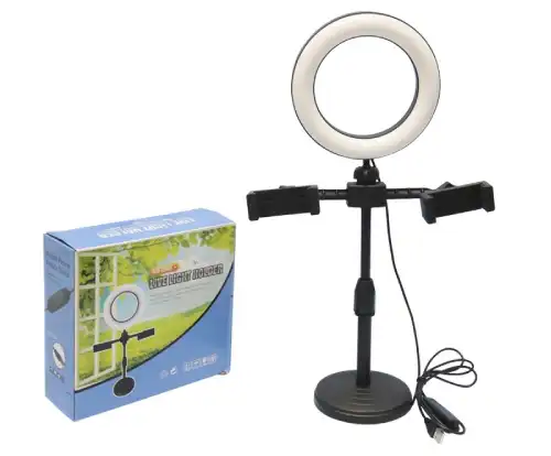 Pose-télephones-multifonction Anneau Lumineux LED 6″ (16 cm) avec 2 supports téléphone