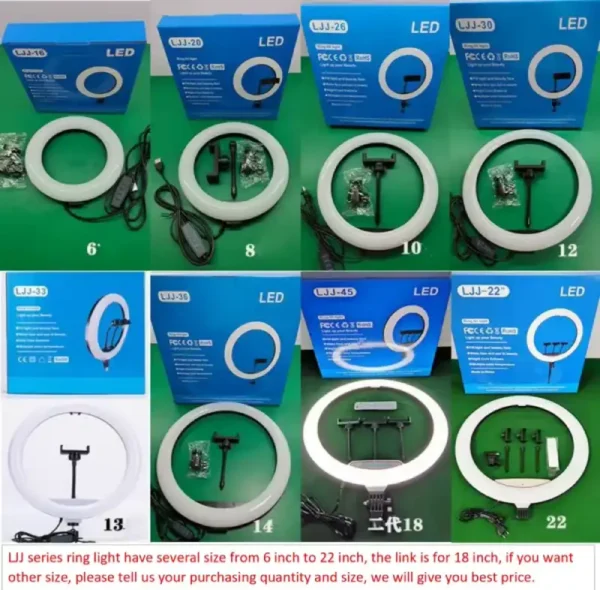Ring ligth (10"/13"/14"/15"/18″ / 22″) Éclairage professionnel pour vidéos