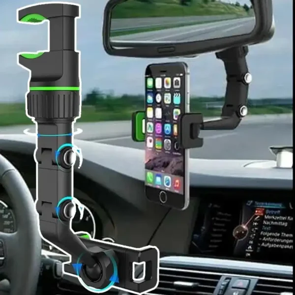 Support Téléphone Voiture Multifonction 360° - Fixation Rétroviseur et Table