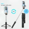 trépied à selfie avec télécommande Bâton de Selfie Ajustable 70 cm avec Mini Lumière LED et Télécommande