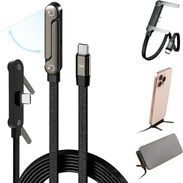 Câble de charge rapide 240W avec support téléphone