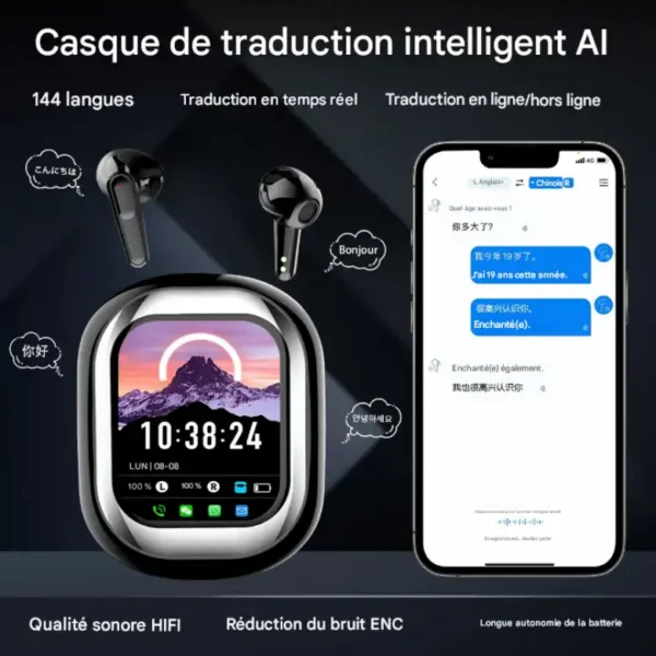 Ecouteur Bluetooth Traducteur Intelligent AI